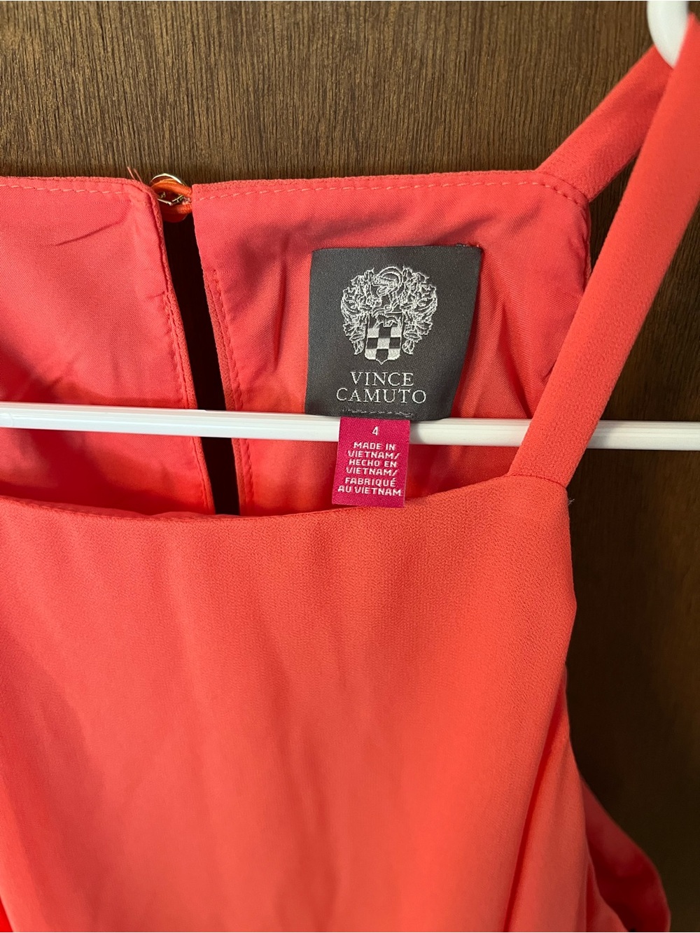 Vince Camuto Coral Halter Mini Dress with Ruffle Seam Detail - Picture 4 of 6